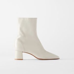 Zara White Leather Booties